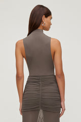 Dynamite Store | Sculpt Mock Neck Sleeveless Bodysuit Brown
