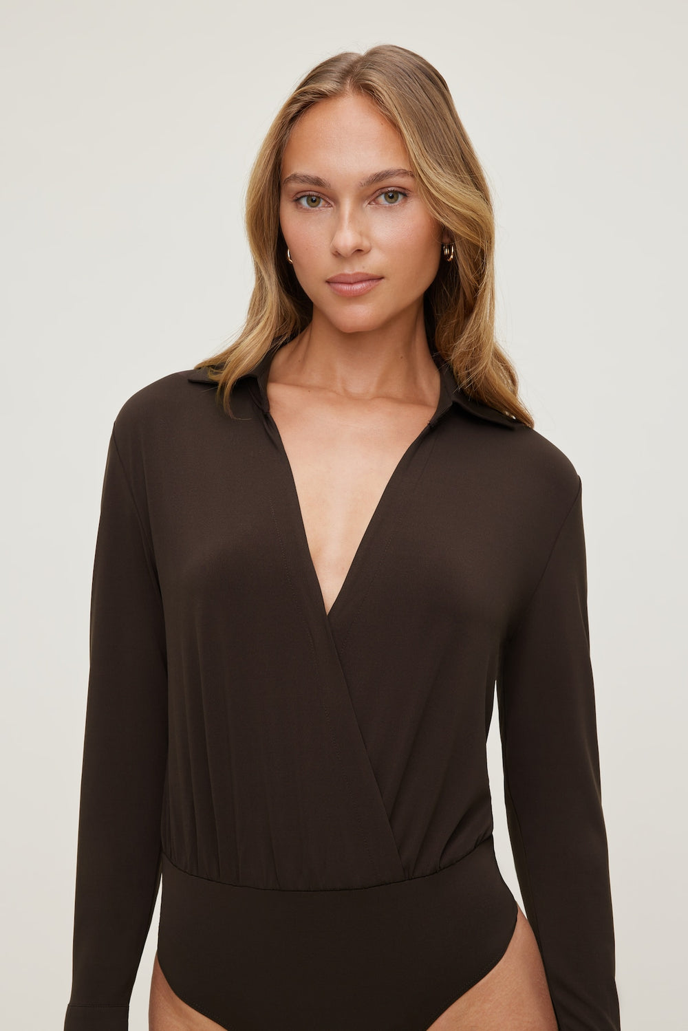 Dynamite Website Shop | Sculpt Collared Bodysuit Brown