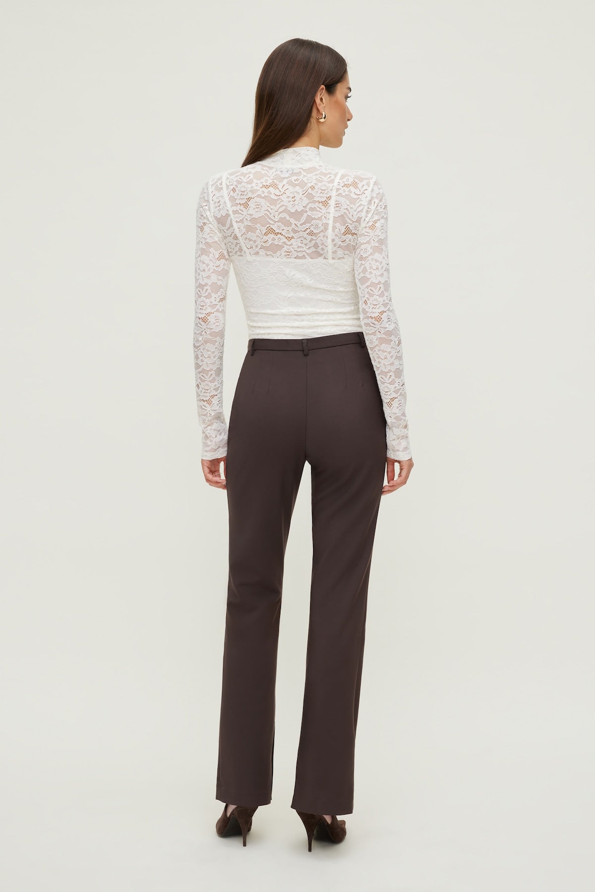 Dynamite Outlets | Mock Neck Lace Bodysuit Beige