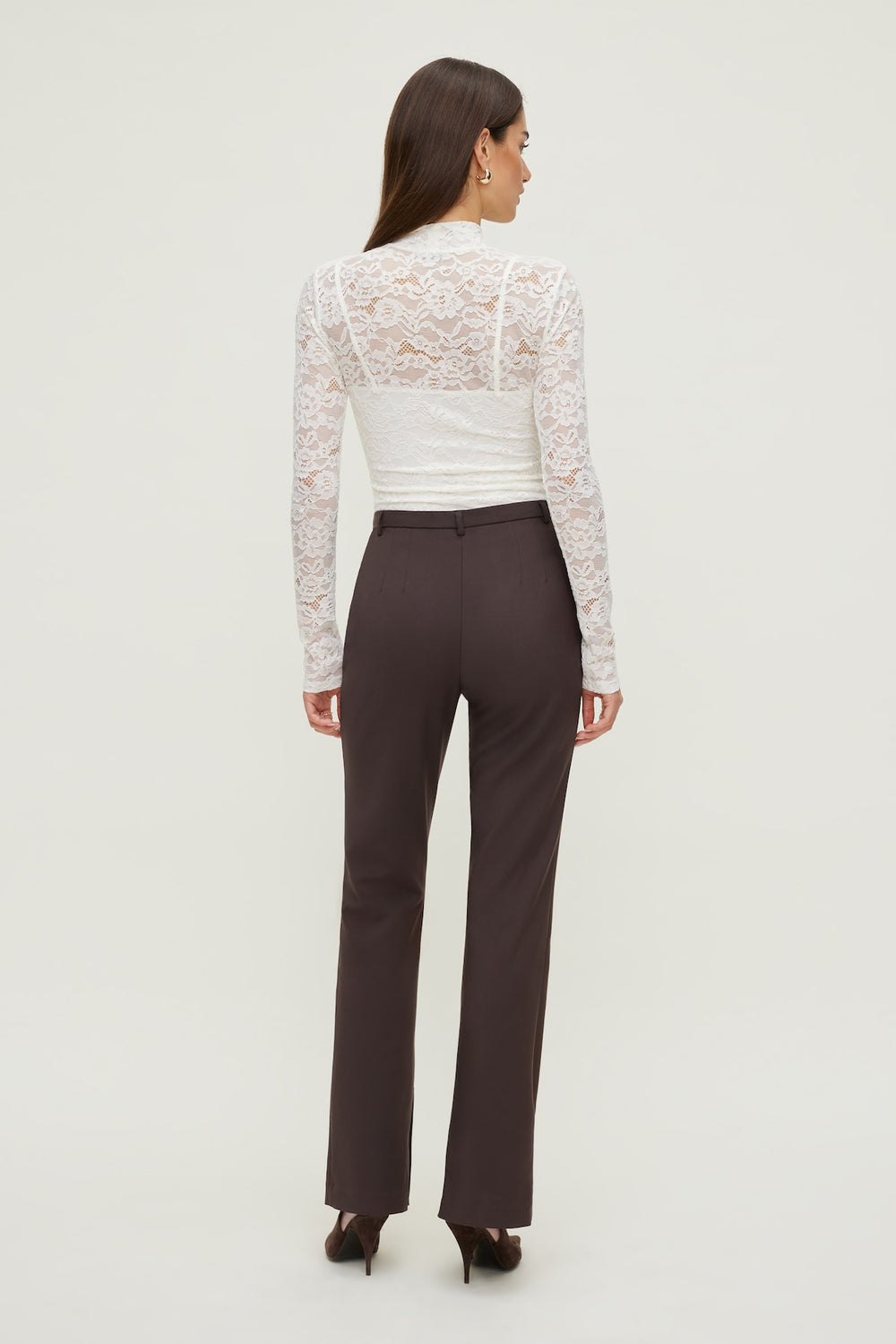 Dynamite Outlets | Mock Neck Lace Bodysuit Beige