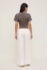 Dynamite US | Andrea Shirred Jersey T Shirt Brown