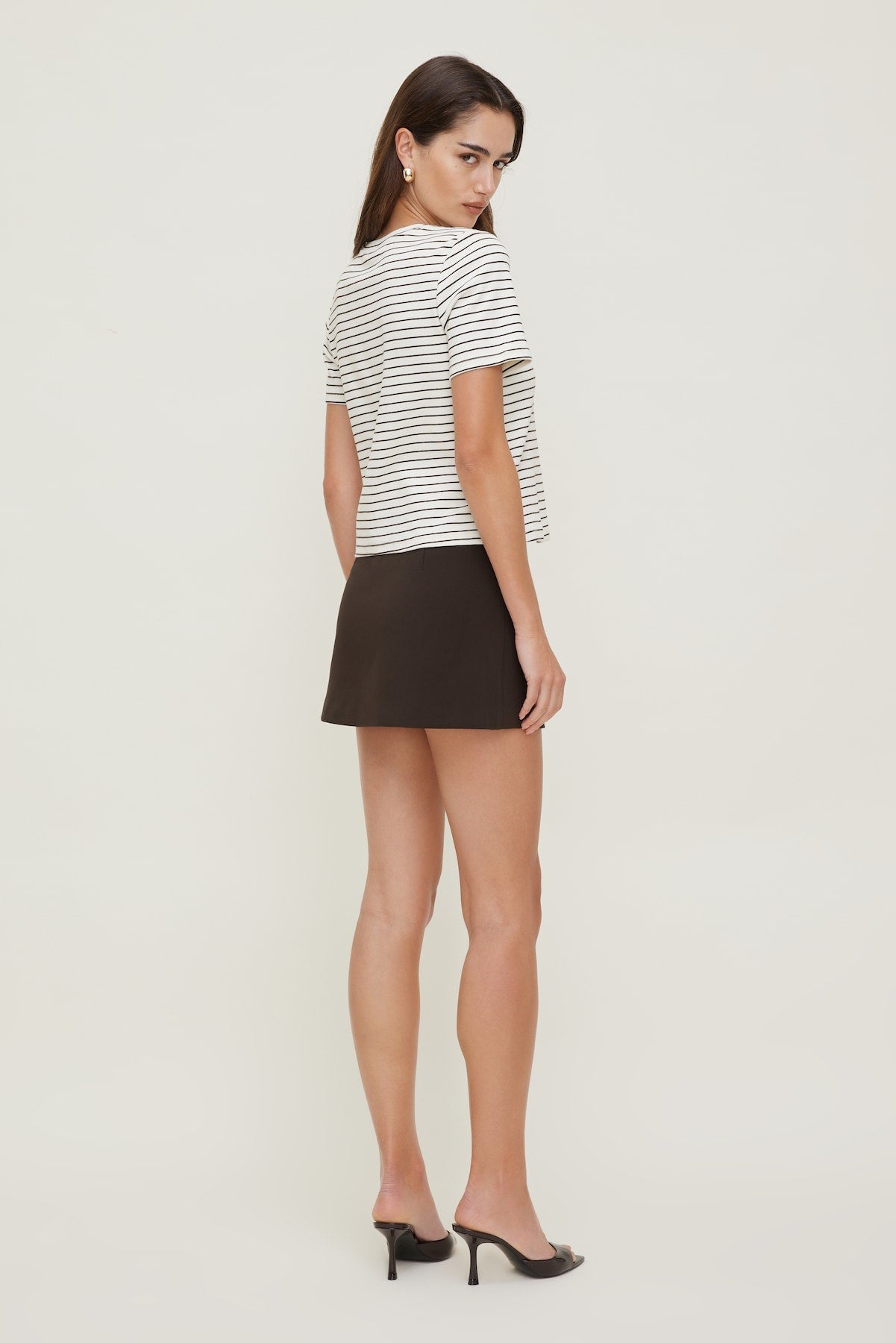 Dynamite On Sale | Everyday Striped Heavy Cotton T Shirt Brown