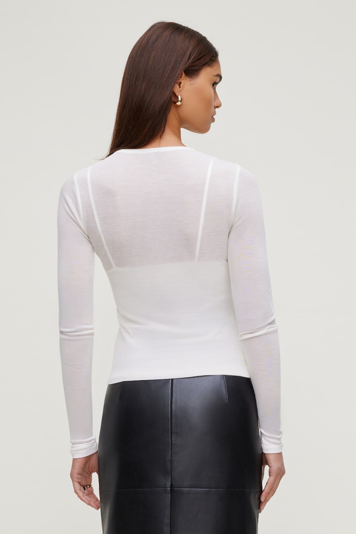 Dynamite Store | Sheer Layered Cami and Long Sleeve T Shirt Beige