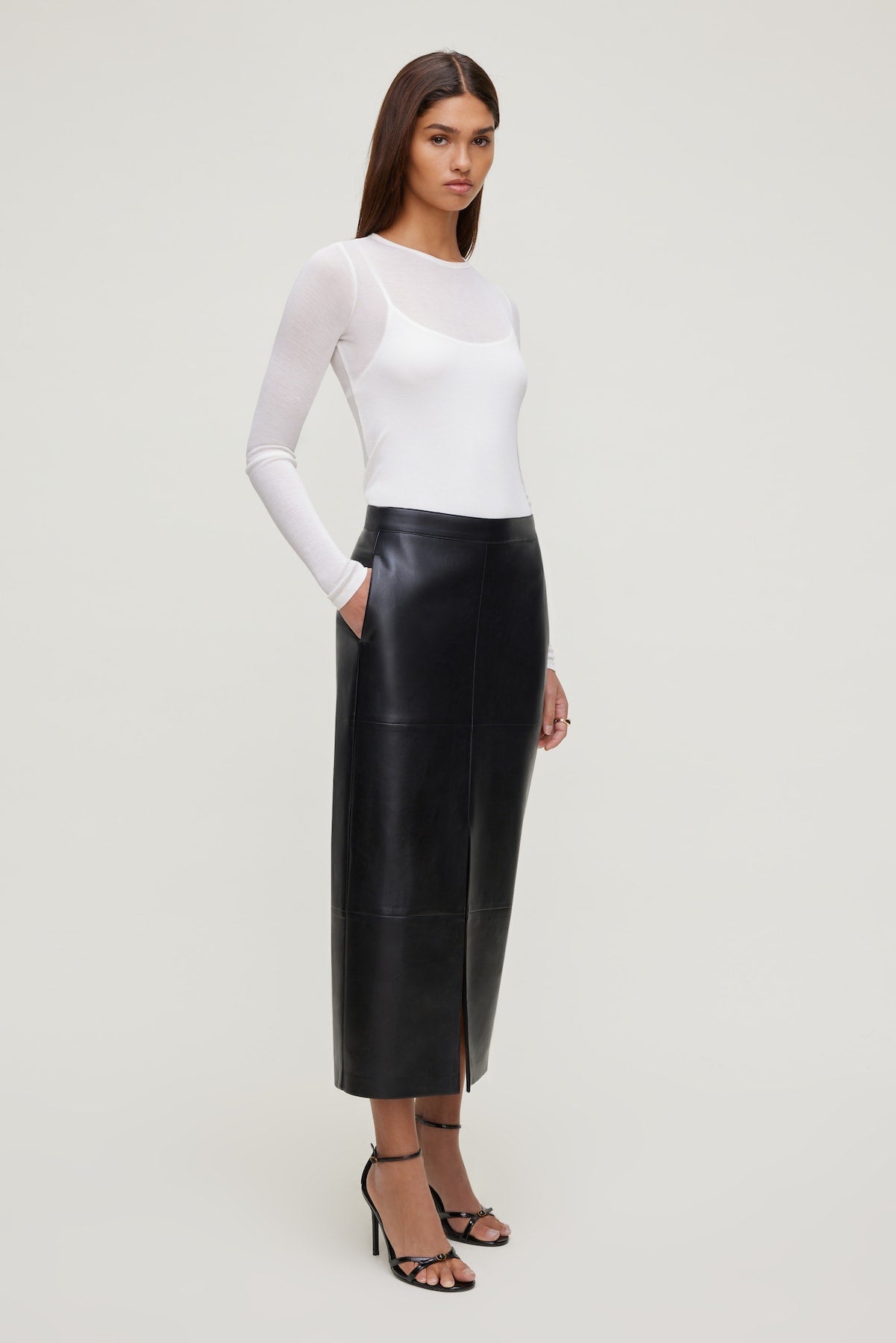 Dynamite Store | Sheer Layered Cami and Long Sleeve T Shirt Beige