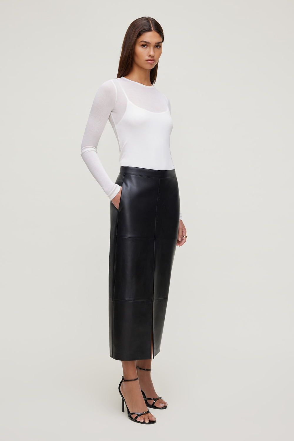 Dynamite Store | Sheer Layered Cami and Long Sleeve T Shirt Beige
