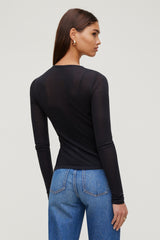 Dynamite Website Shop | Sheer Layered Cami and Long Sleeve T Shirt Black