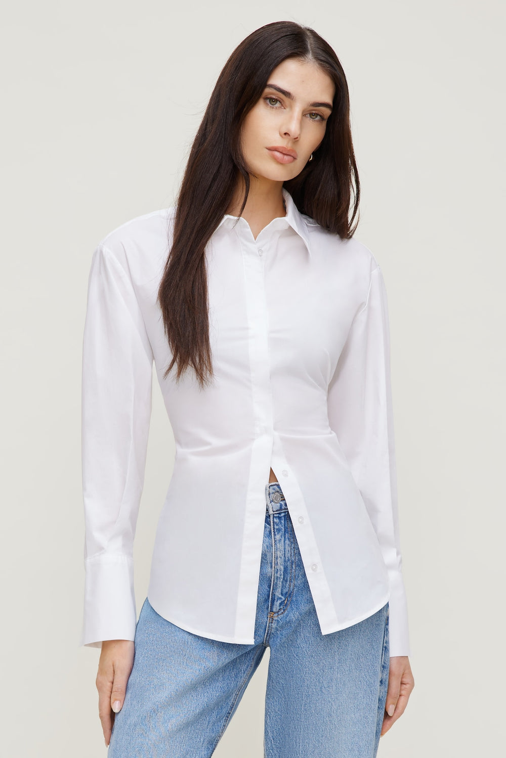 Dynamite Outlets | Poplin Cinch Back Shirt White