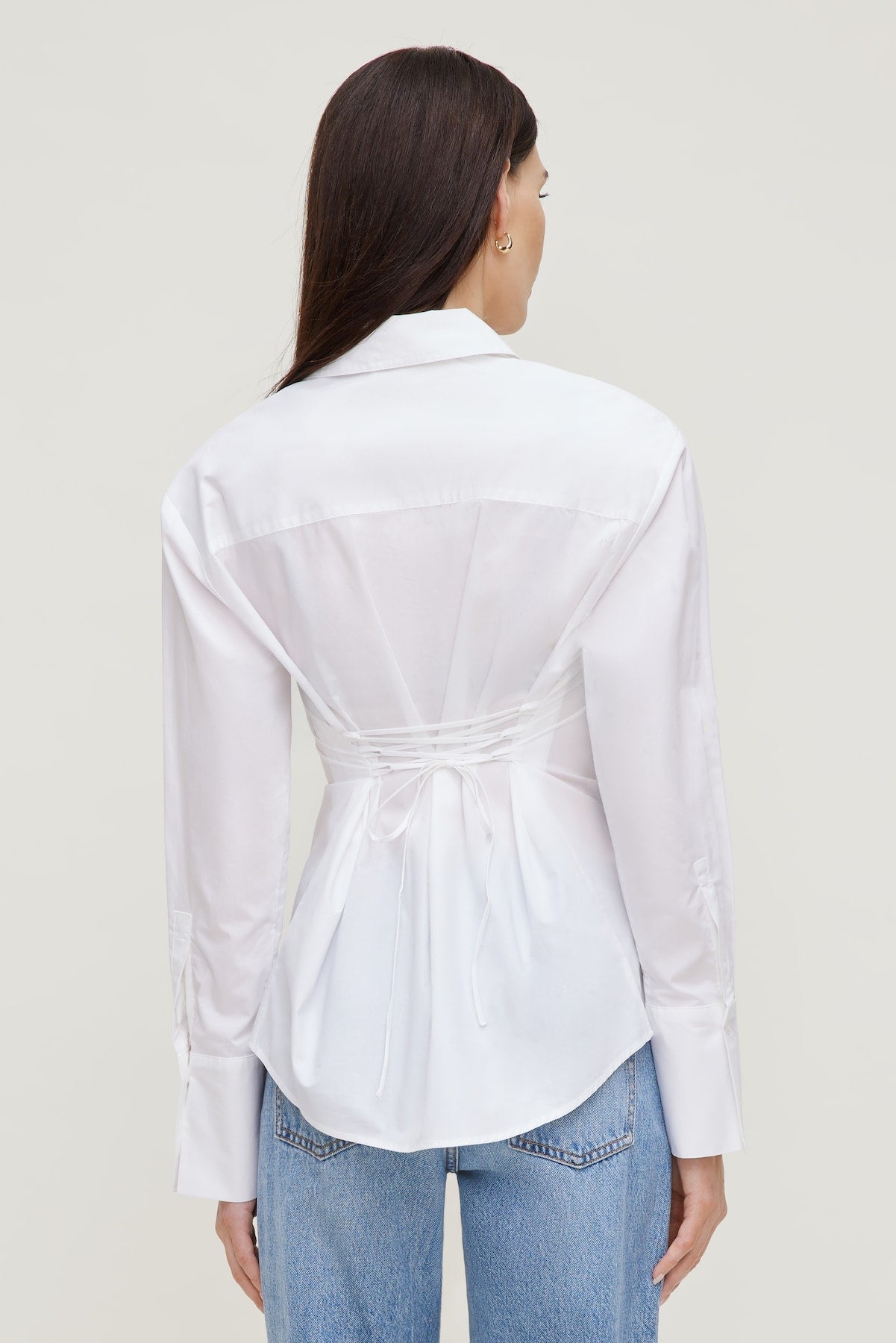 Dynamite Outlets | Poplin Cinch Back Shirt White