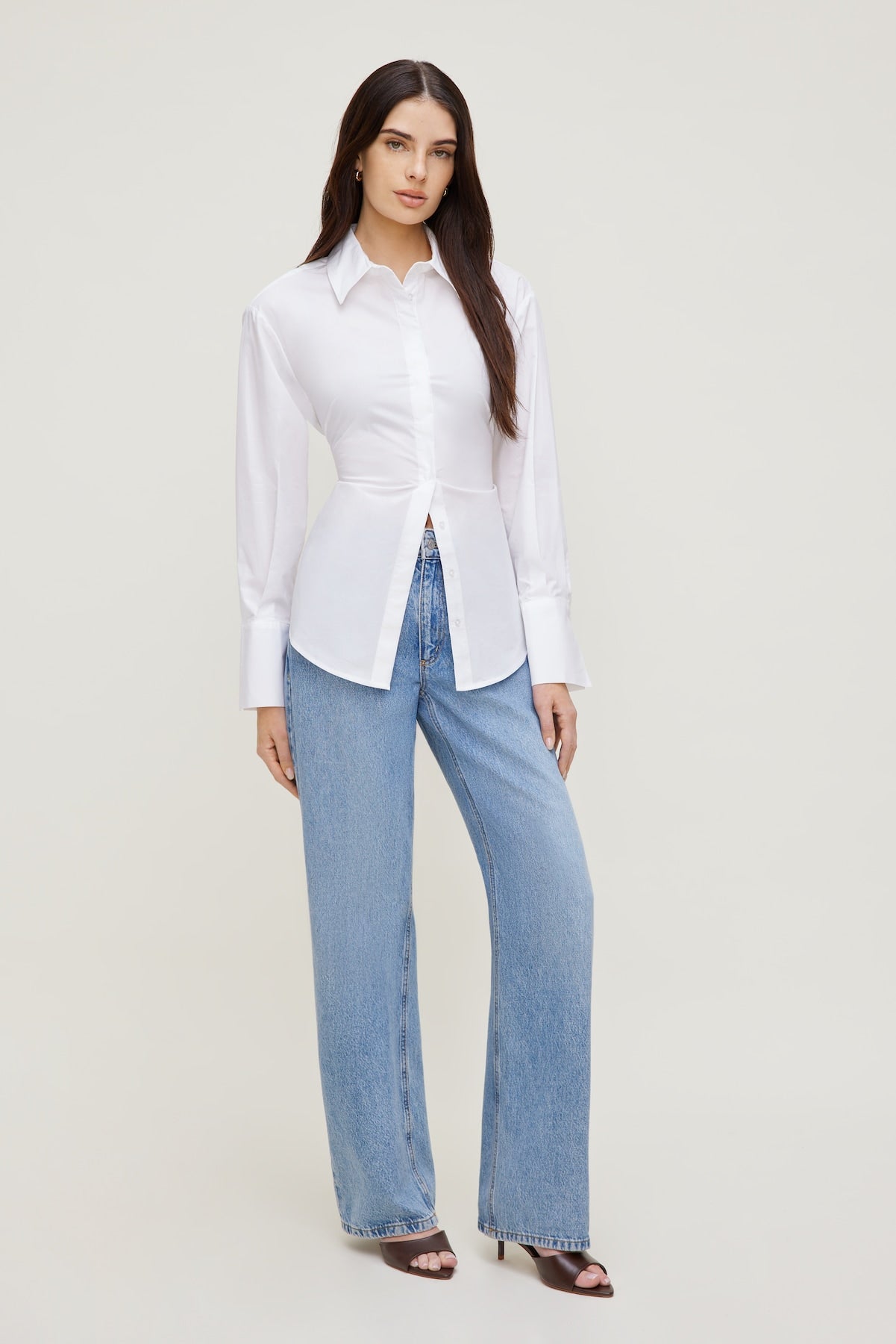 Dynamite Outlets | Poplin Cinch Back Shirt White