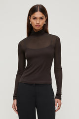 Dynamite Store | Sheer Layered Cami and Turtleneck Brown