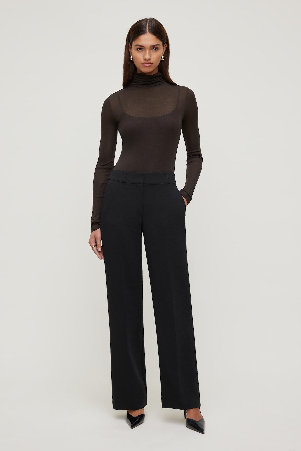 Dynamite Store | Sheer Layered Cami and Turtleneck Brown