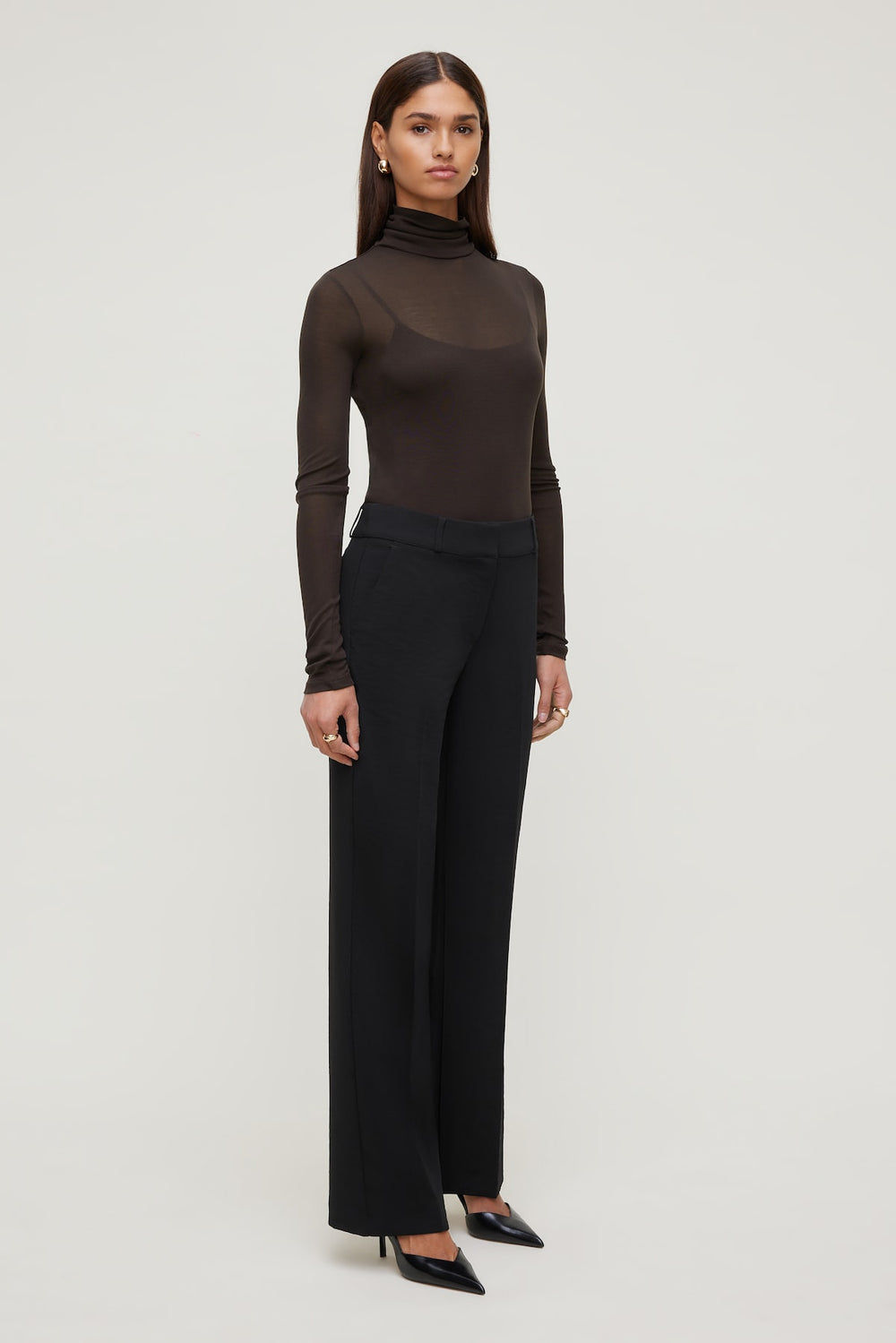 Dynamite Store | Sheer Layered Cami and Turtleneck Brown