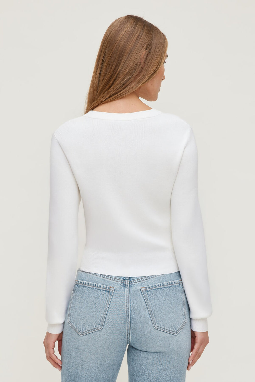 Dynamite Website Shop | Rebecca Crewneck Cardigan White