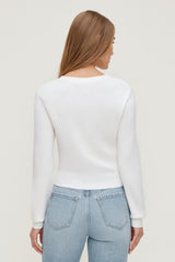 Dynamite Website Shop | Rebecca Crewneck Cardigan White