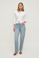 Dynamite Website Shop | Rebecca Crewneck Cardigan White