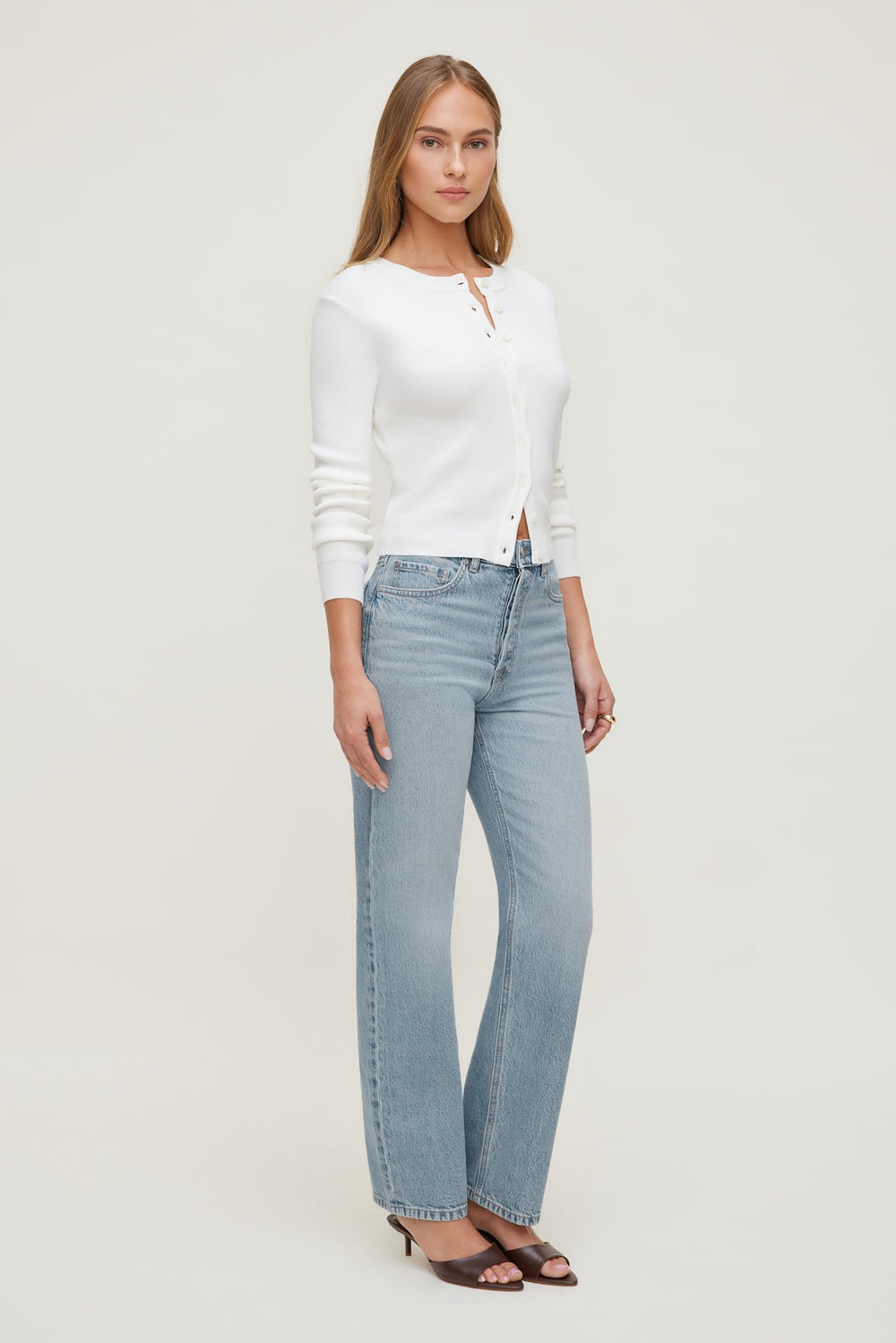 Dynamite Website Shop | Rebecca Crewneck Cardigan White