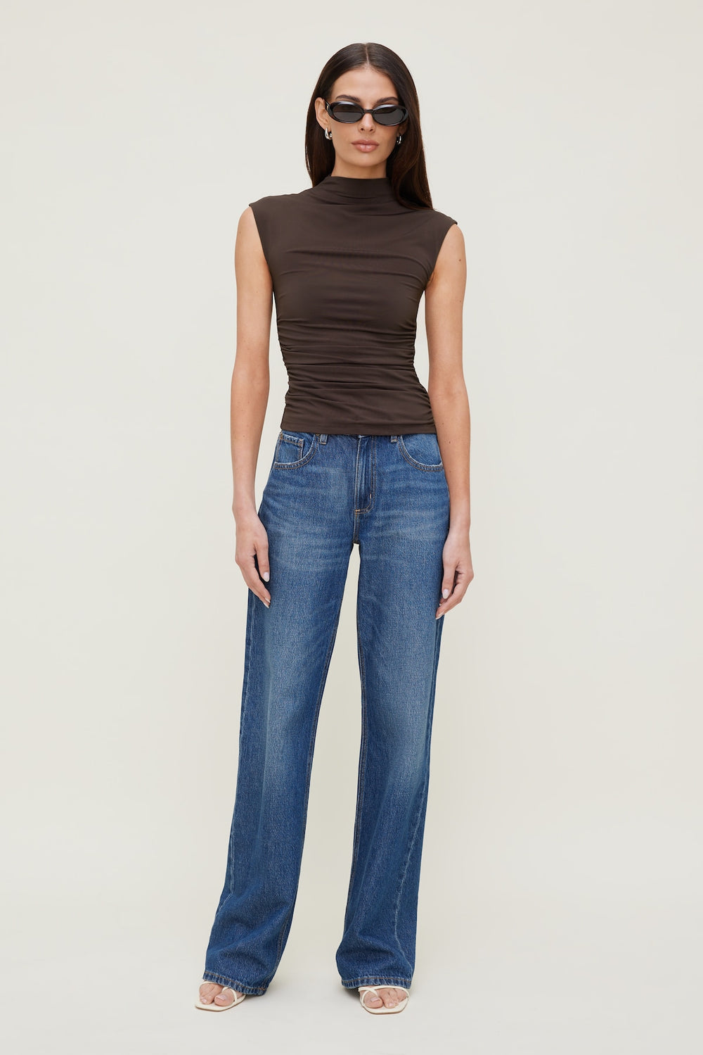 Dynamite Online | Sculpt Shirred T Shirt Brown