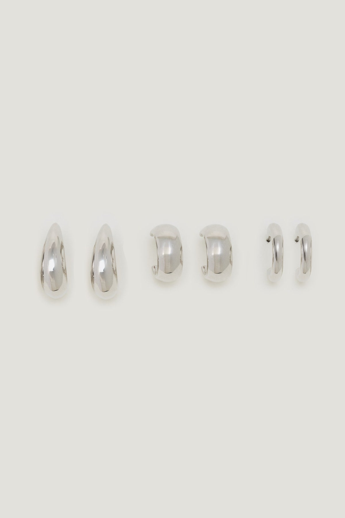 Dynamite Outlets | 3-Pack Modern Chunky Hoop Earrings Gray