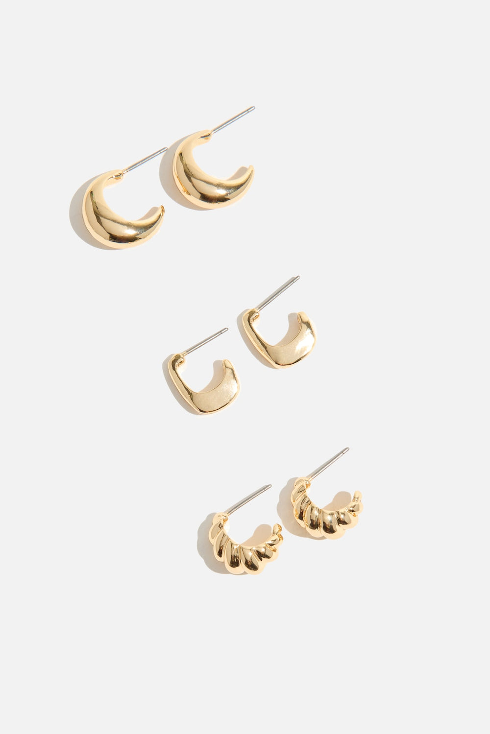 Dynamite Online | 3-Pack Huggie Hoop Earrings Yellow