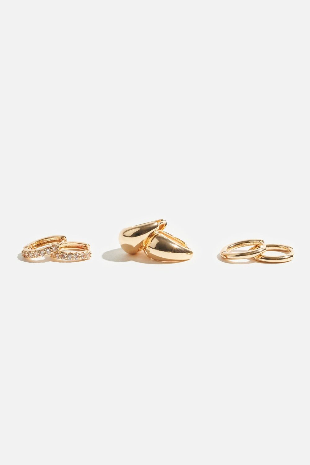 Dynamite Store | 3-Pack Delicate Linear Hoop Earrings White