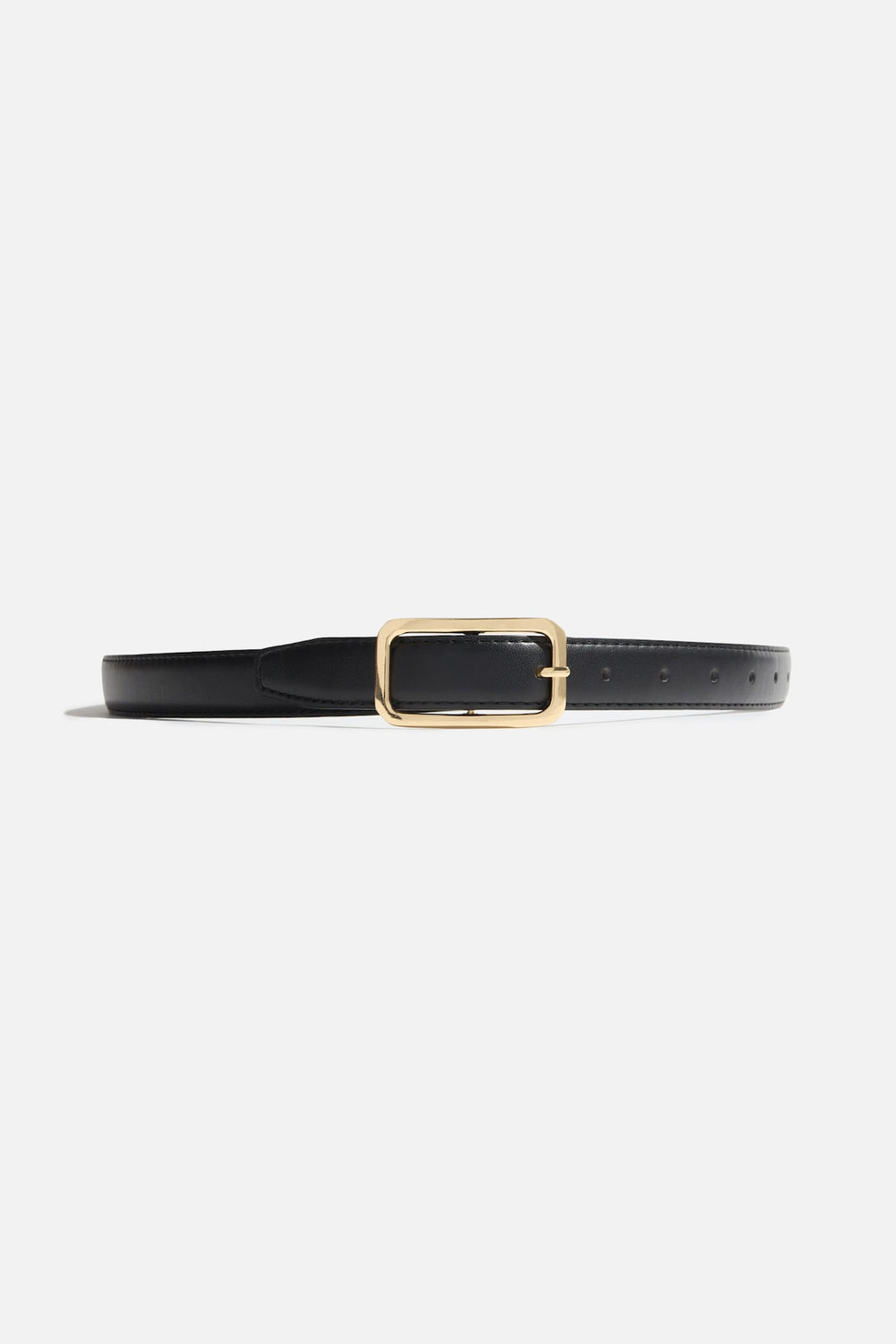 Dynamite Discount | Rounded Rectangle Slim Faux Leather Belt Black