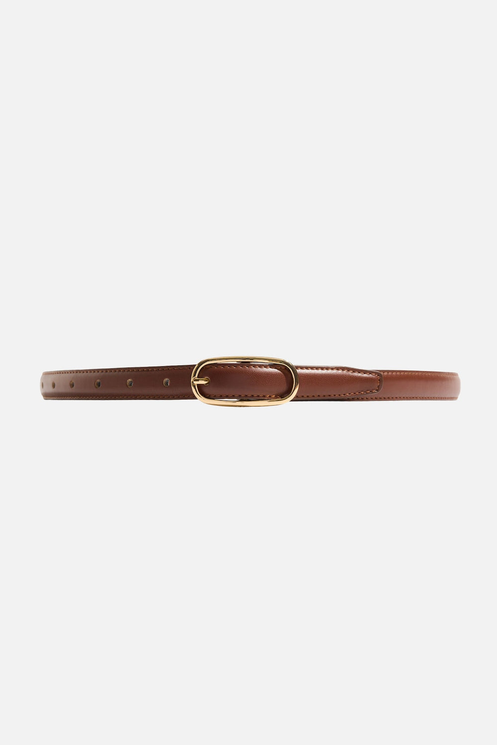 Dynamite Outlet | Oval Super Slim Faux Leather Belt Brown