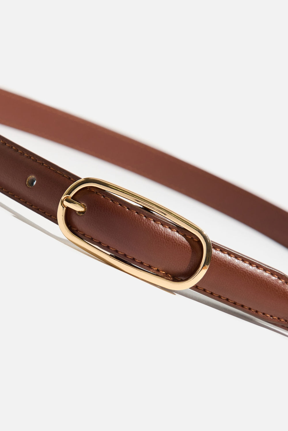Dynamite Outlet | Oval Super Slim Faux Leather Belt Brown