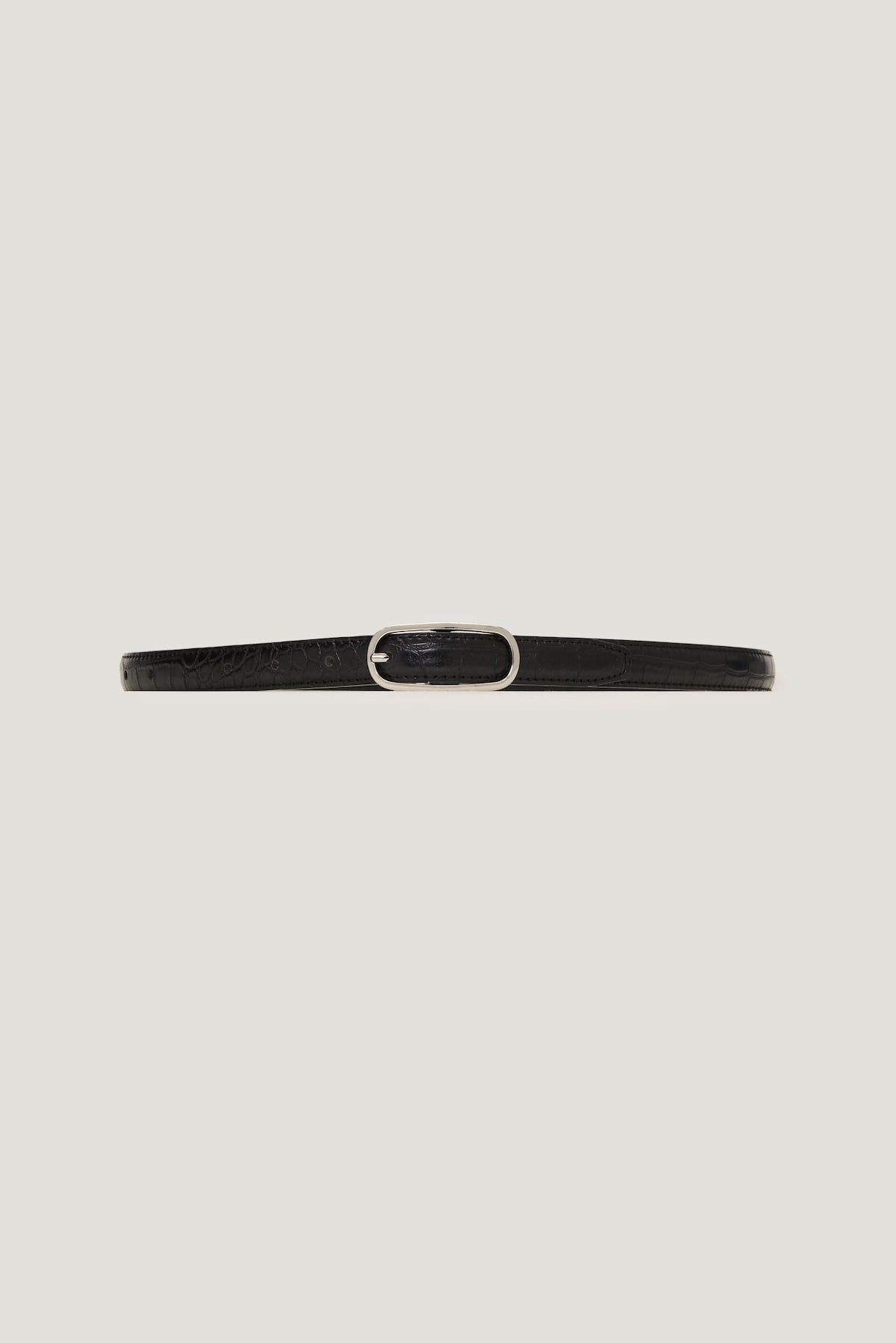 Dynamite Store | Oval Super Slim Faux Leather Belt Black