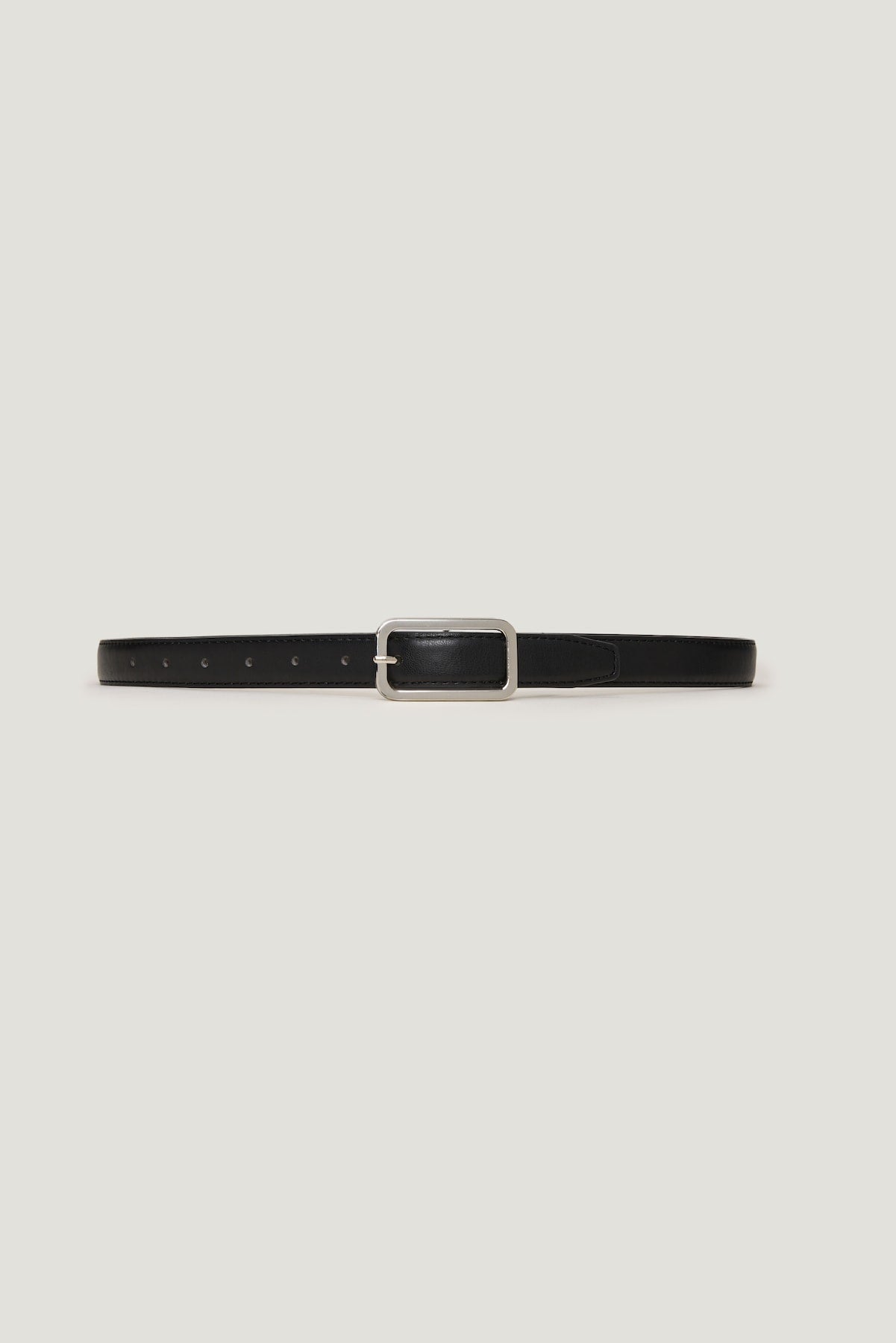 Dynamite Website Shop | Rounded Rectangle Slim Faux Leather Belt Black