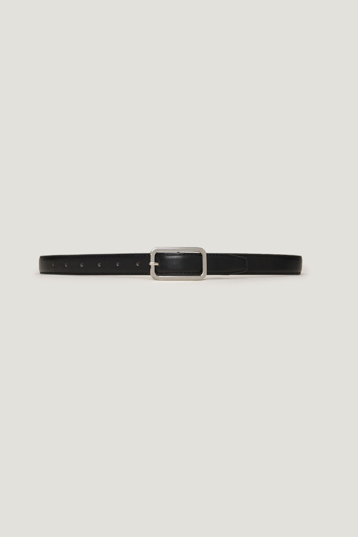 Dynamite Website Shop | Rounded Rectangle Slim Faux Leather Belt Black