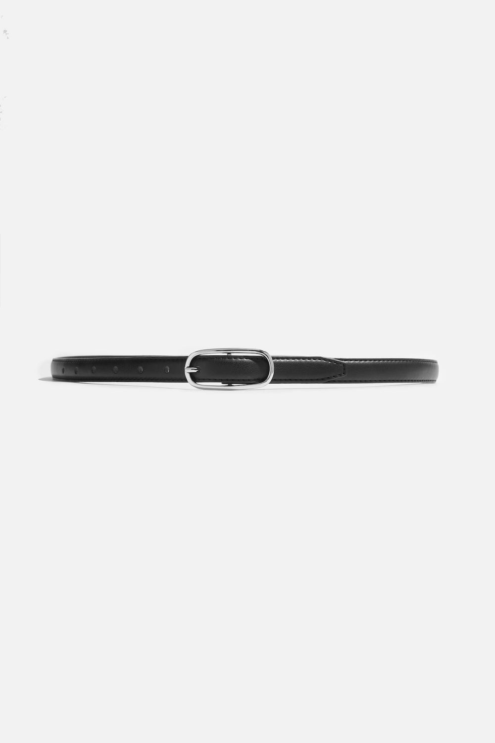 Dynamite Online | Oval Super Slim Faux Leather Belt Black