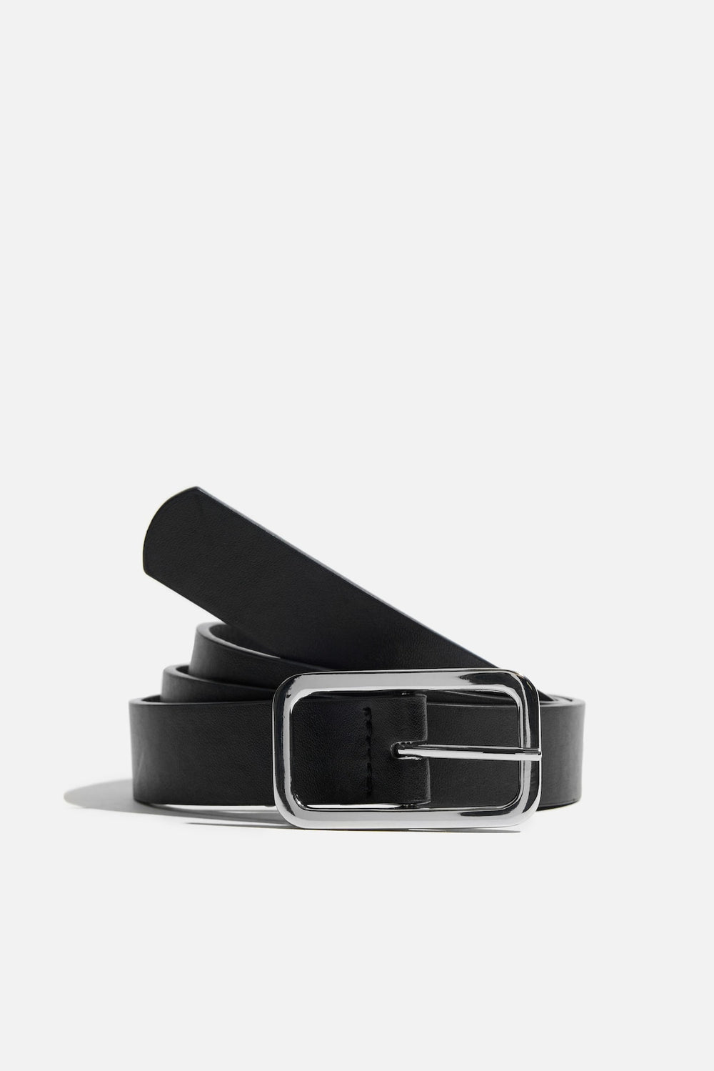 Dynamite Discount | Skinny Round Square Buckle Belt Black