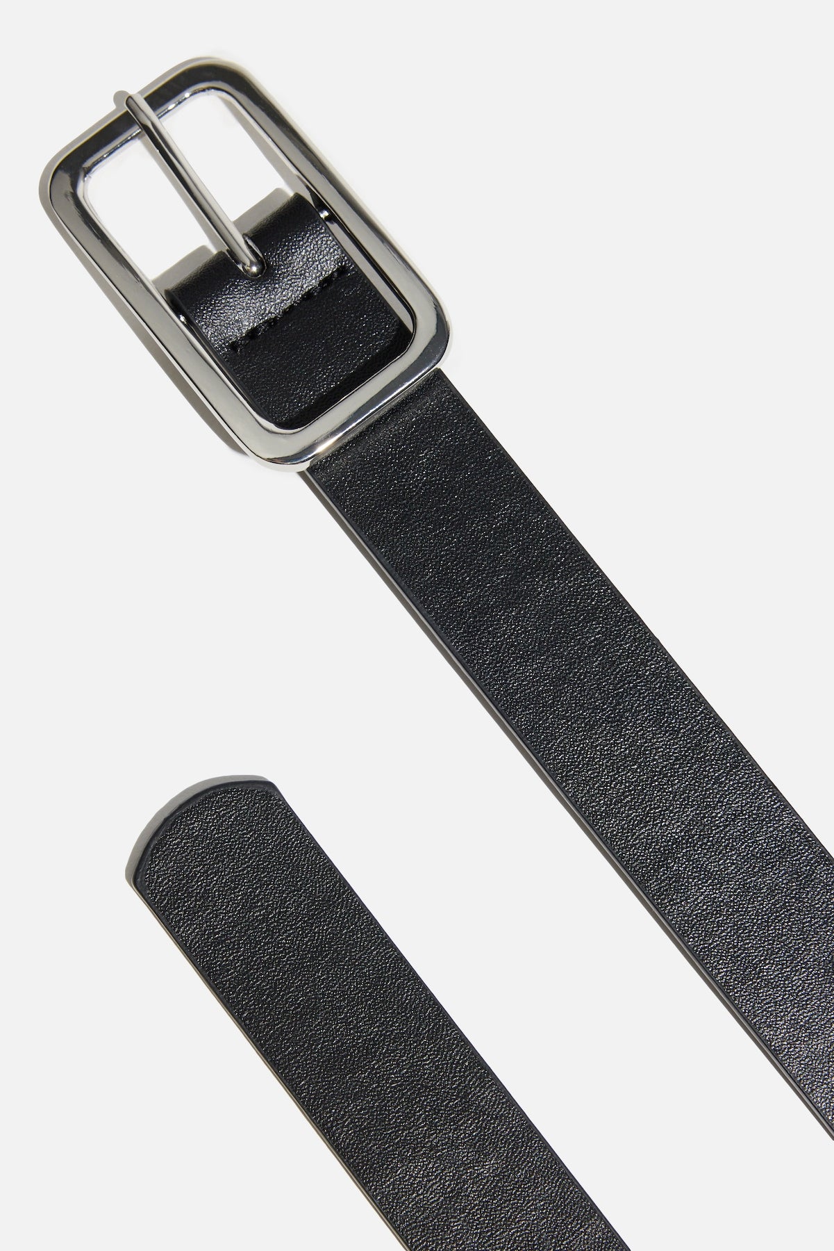 Dynamite Discount | Skinny Round Square Buckle Belt Black