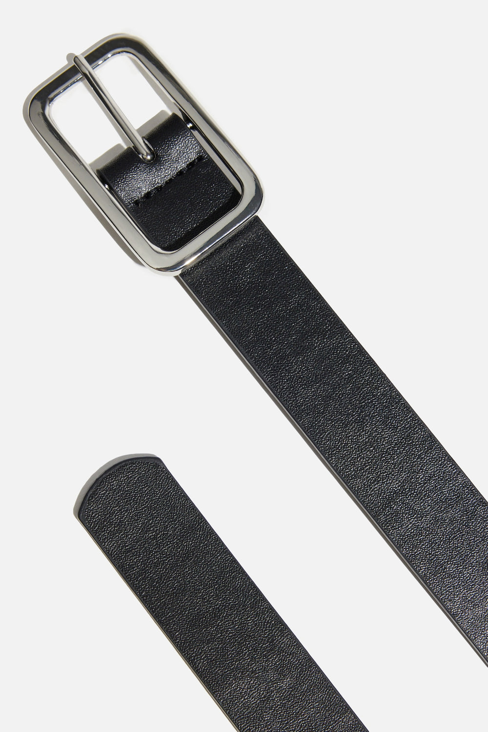 Dynamite Discount | Skinny Round Square Buckle Belt Black