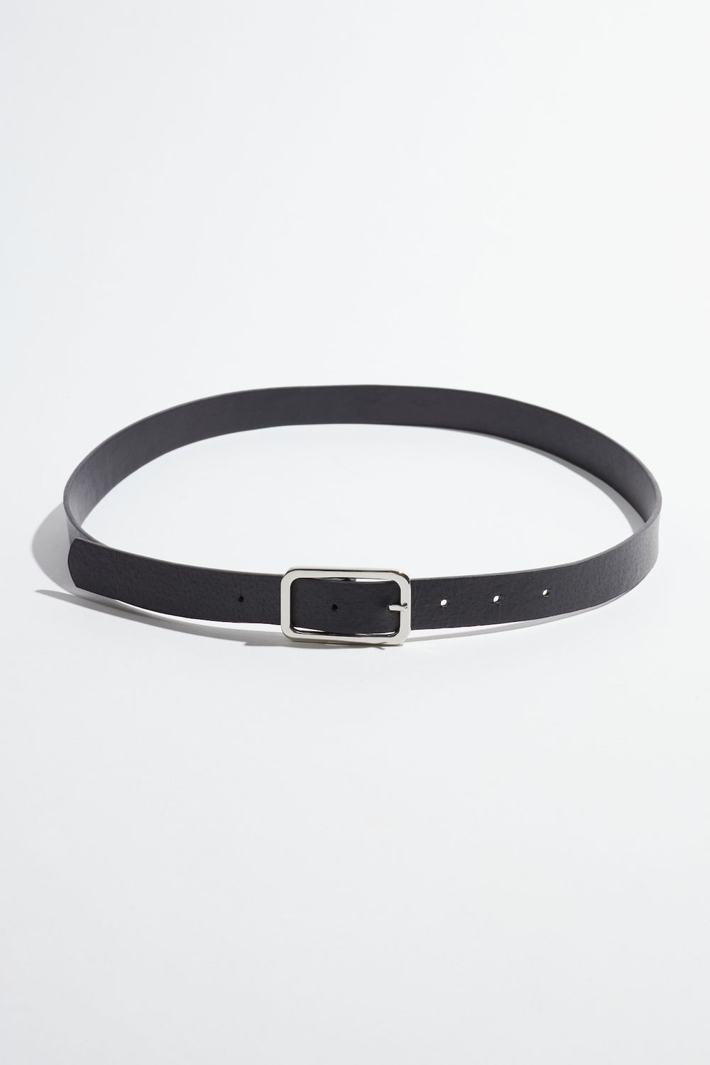 Dynamite Discount | Skinny Round Square Buckle Belt Black
