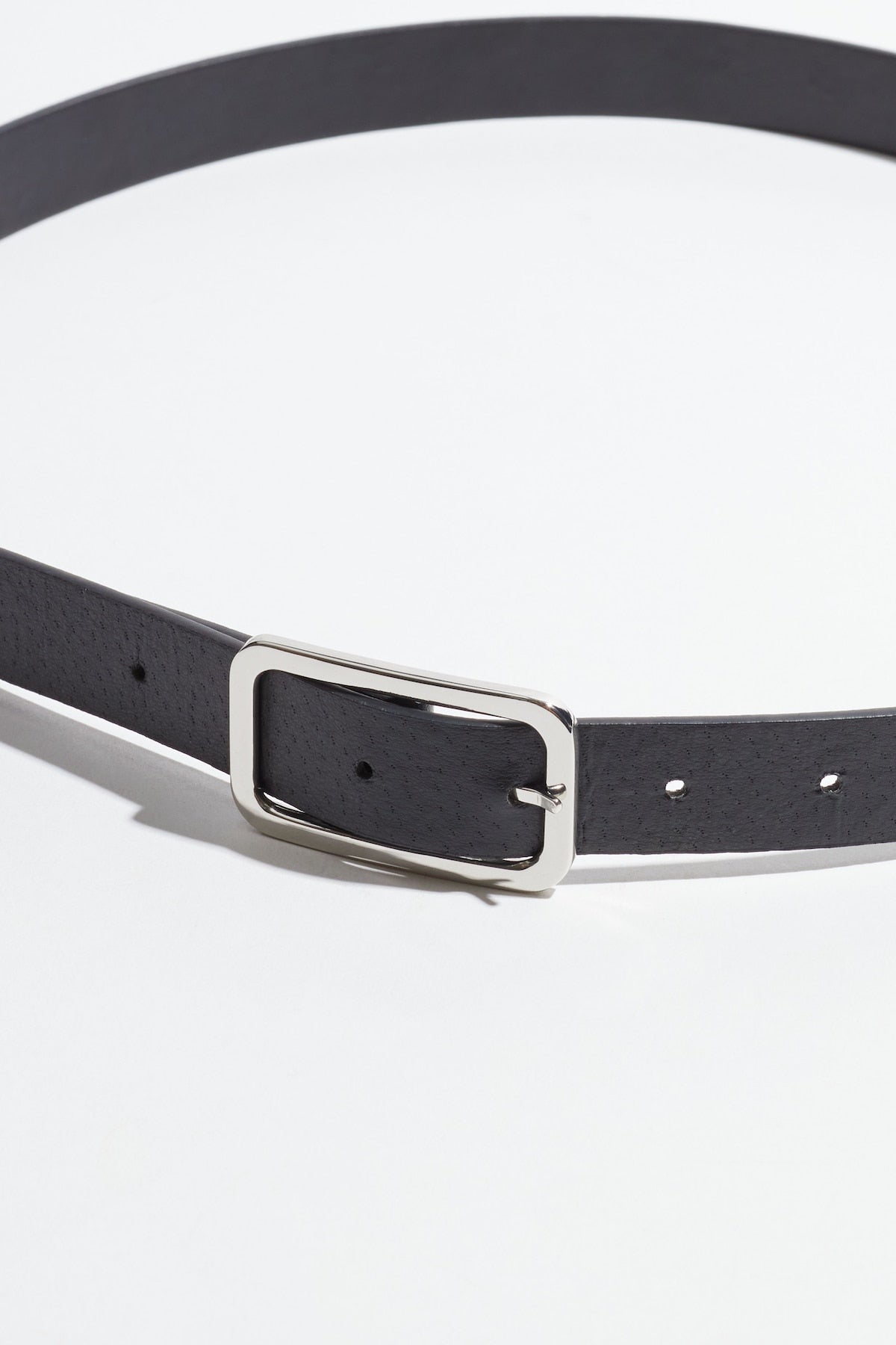 Dynamite Discount | Skinny Round Square Buckle Belt Black
