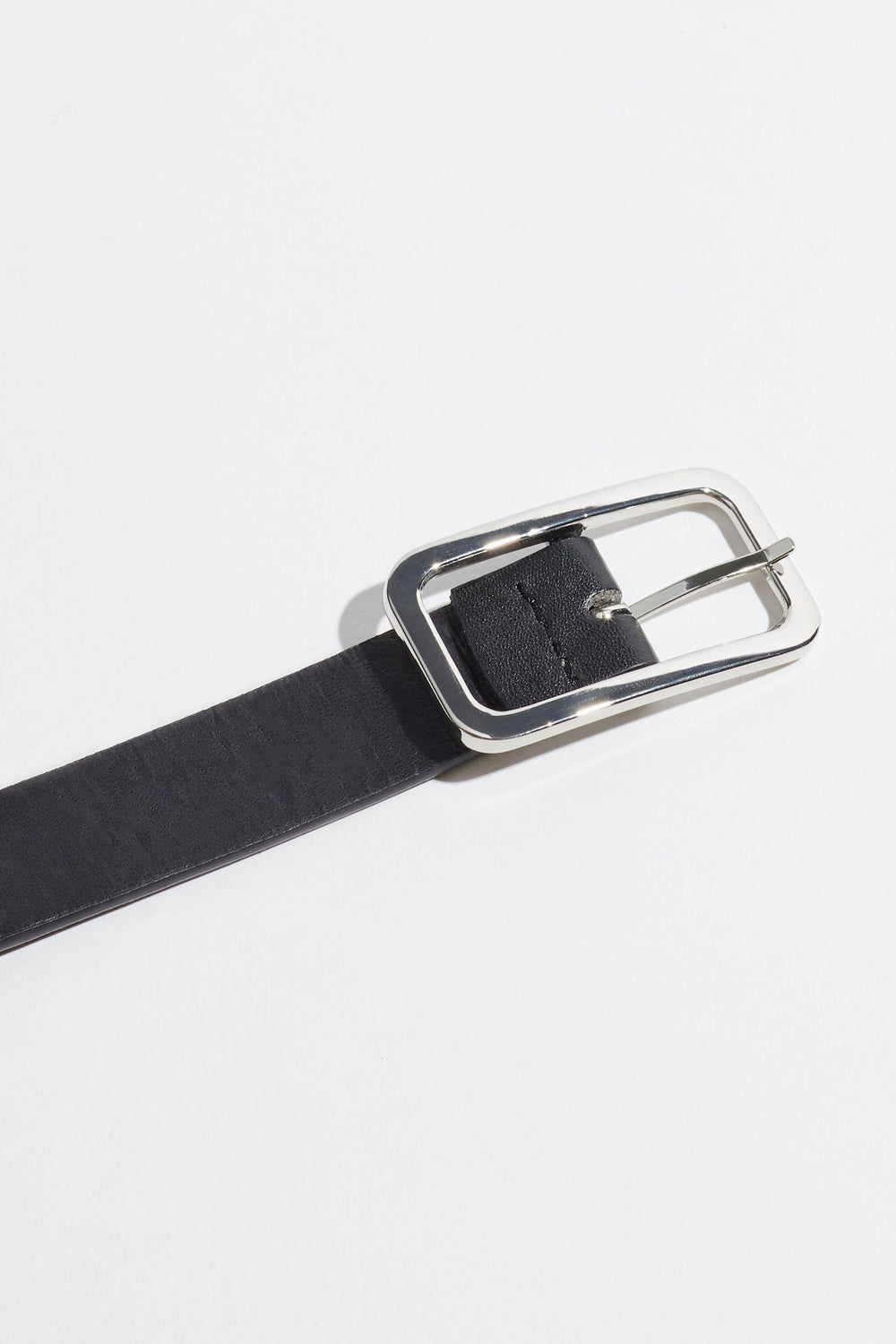 Dynamite Discount | Skinny Round Square Buckle Belt Black