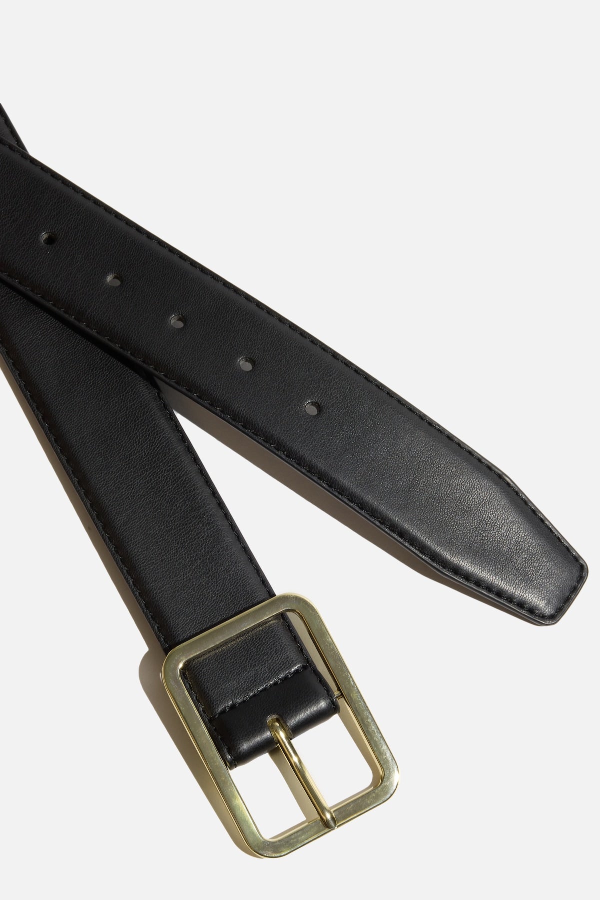 Dynamite Outlet | Rounded Square Faux Leather Belt Black
