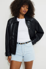 Dynamite Website Shop | Double Loop Super Slim Faux Leather Belt Black