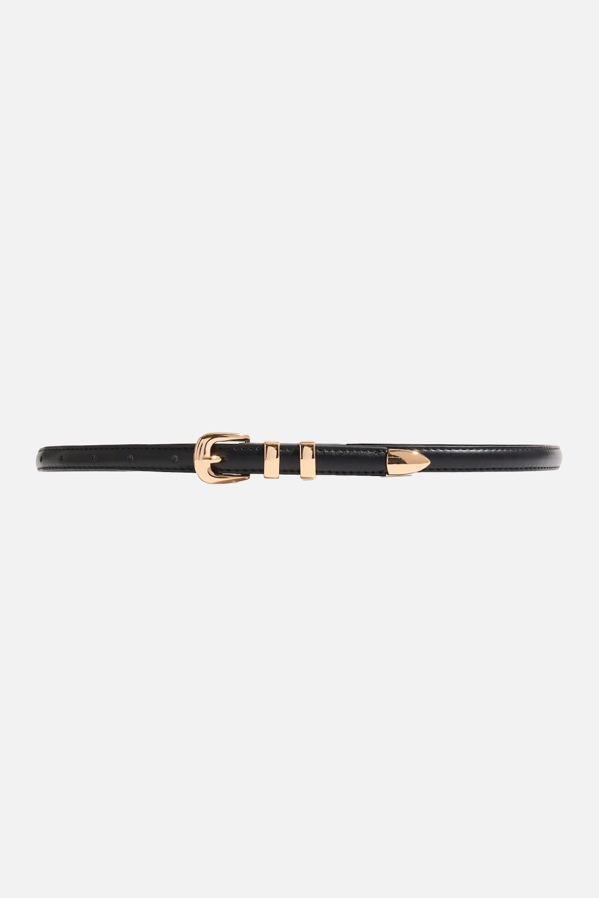 Dynamite Website Shop | Double Loop Super Slim Faux Leather Belt Black