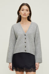 Dynamite Online | Relaxed V Neck Cardigan Gray