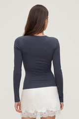 Dynamite Discount | Rumi Long Sleeve T Shirt Blue