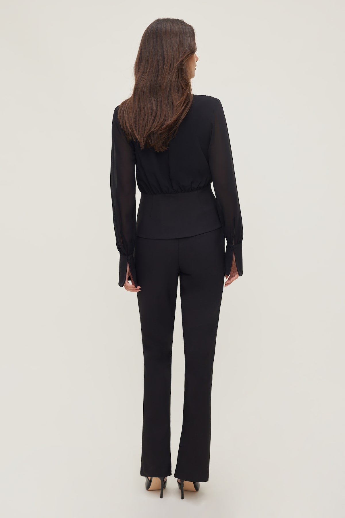 Dynamite Outlet | Sheer Wrap Blouse BLACK