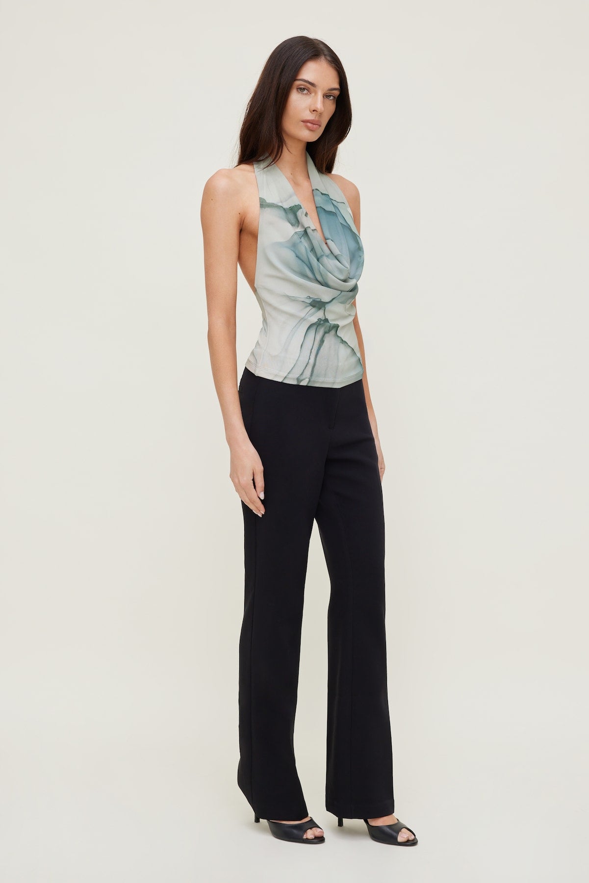 Dynamite Store | Cowl Neck Mesh Halter Top Blue