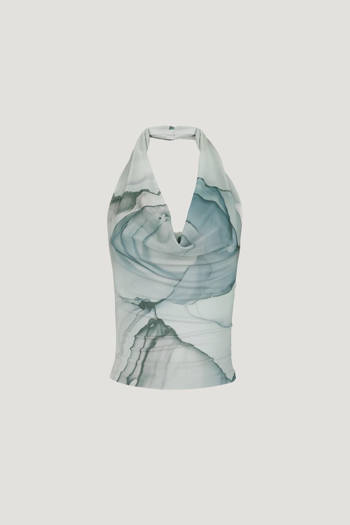 Dynamite Store | Cowl Neck Mesh Halter Top Blue
