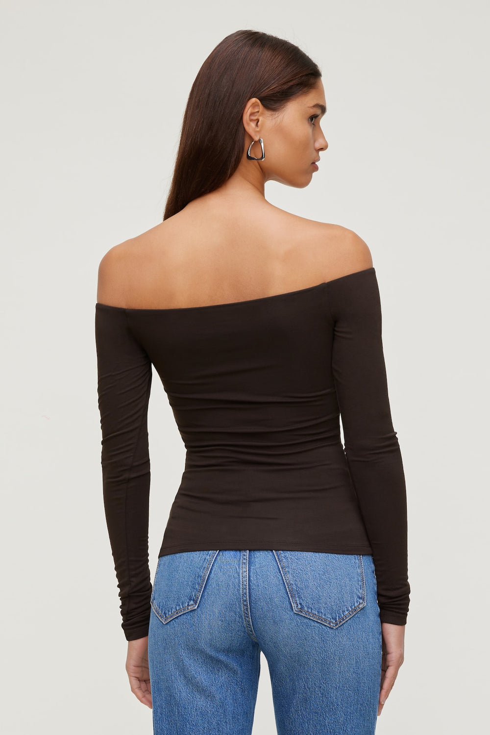 Dynamite Outlets | Off Shoulder Long Sleeve Top Brown