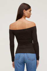Dynamite Outlets | Off Shoulder Long Sleeve Top Brown