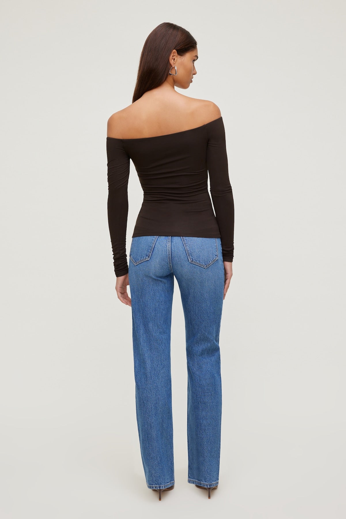 Dynamite Outlets | Off Shoulder Long Sleeve Top Brown