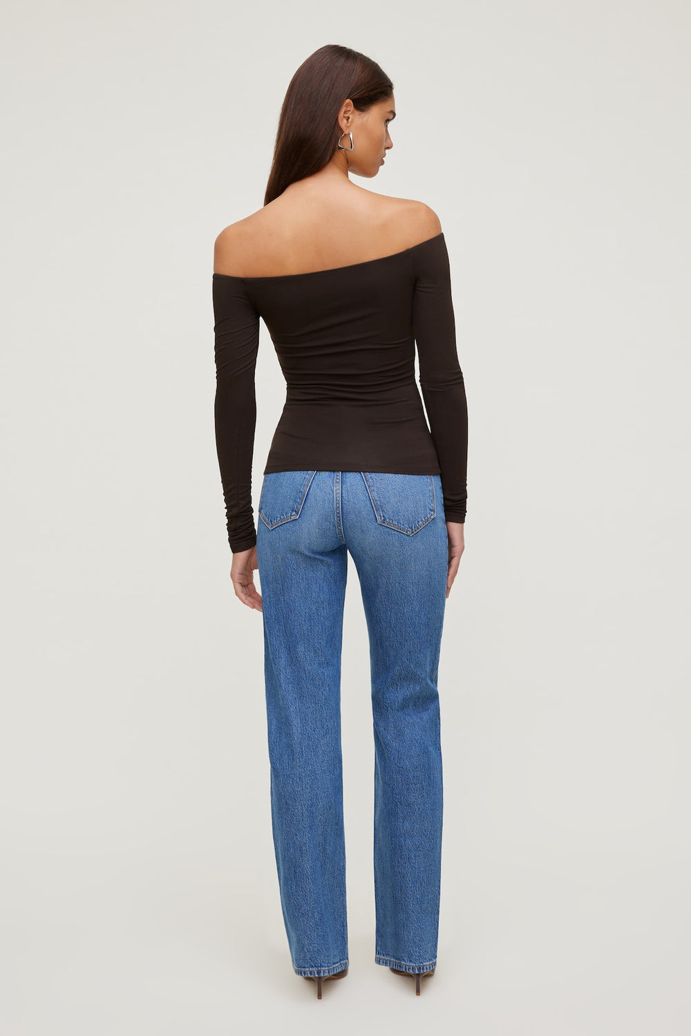 Dynamite Outlets | Off Shoulder Long Sleeve Top Brown