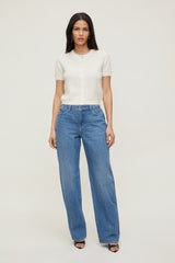 Dynamite US | Premium Mohair Short Sleeve Cardigan White